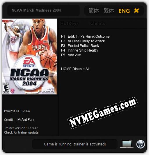 Treinador liberado para NCAA March Madness 2004 [v1.0.3]