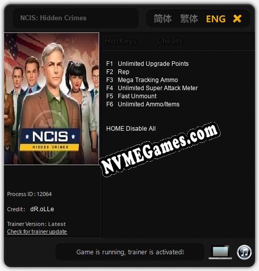 NCIS: Hidden Crimes: Trainer +6 [v1.5]