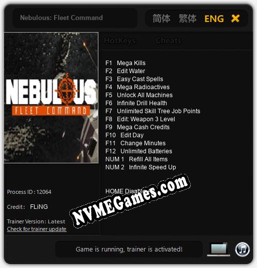 Treinador liberado para Nebulous: Fleet Command [v1.0.3]