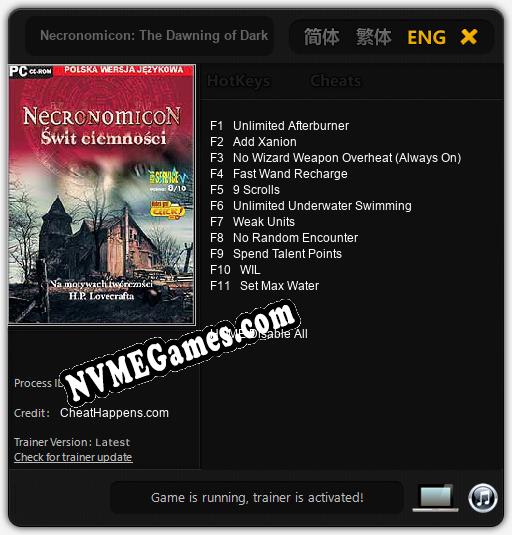 Necronomicon: The Dawning of Darkness: Trainer +11 [v1.8]