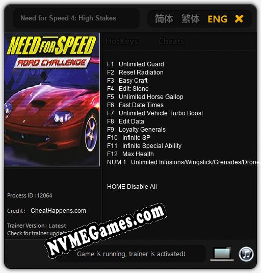 Treinador liberado para Need for Speed 4: High Stakes [v1.0.1]