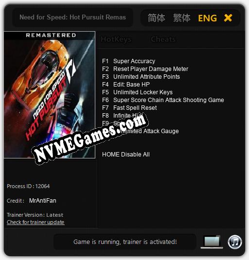 Treinador liberado para Need for Speed: Hot Pursuit Remastered [v1.0.1]