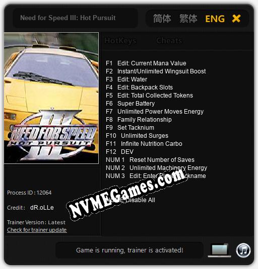 Need for Speed III: Hot Pursuit: Cheats, Trainer +15 [dR.oLLe]