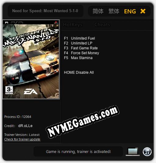 Treinador liberado para Need for Speed: Most Wanted 5-1-0 [v1.0.4]