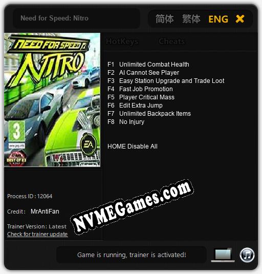 Need for Speed: Nitro: Treinador (V1.0.26)