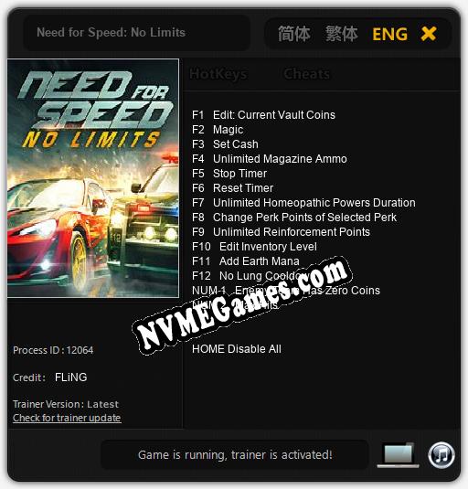 Need for Speed: No Limits: Treinador (V1.0.38)