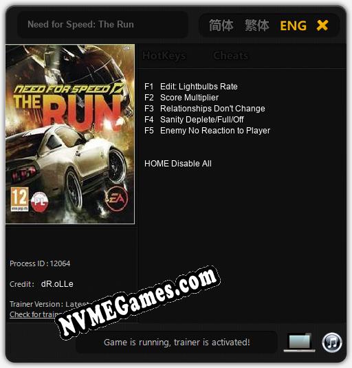 Need for Speed: The Run: Cheats, Trainer +5 [dR.oLLe]