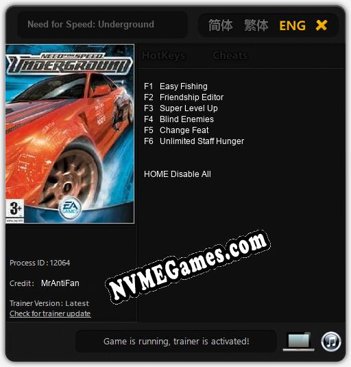 Need for Speed: Underground: Treinador (V1.0.94)