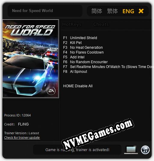 Need for Speed World: Cheats, Trainer +8 [FLiNG]