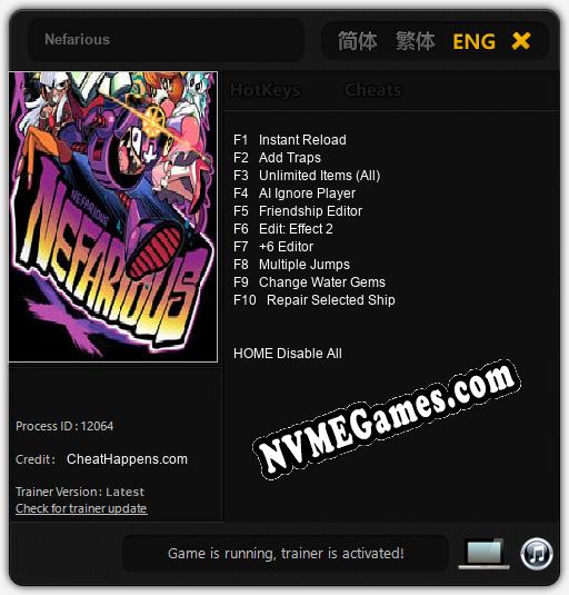 Nefarious: Trainer +10 [v1.7]