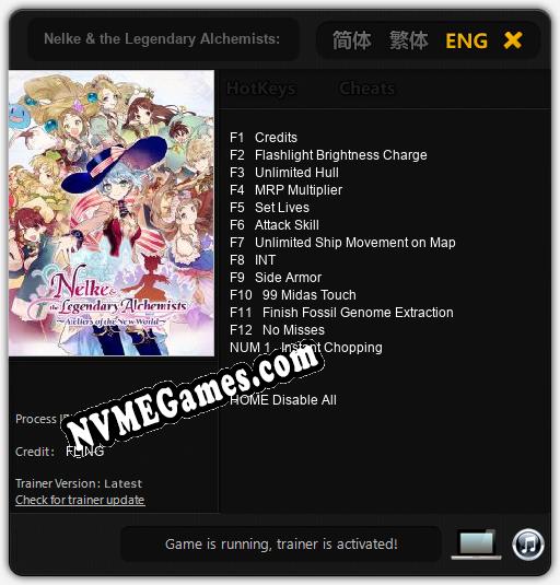 Nelke & the Legendary Alchemists: Ateliers of the New World: Treinador (V1.0.85)