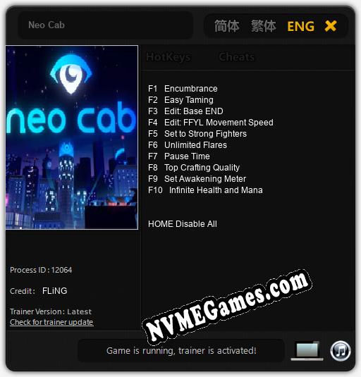 Neo Cab: Cheats, Trainer +10 [FLiNG]