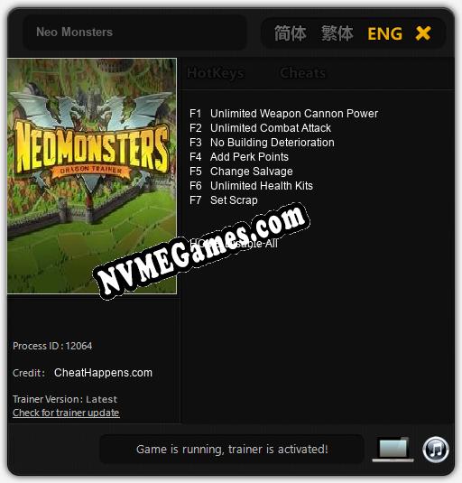 Treinador liberado para Neo Monsters [v1.0.6]