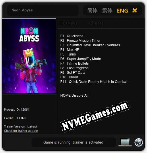 Treinador liberado para Neon Abyss [v1.0.5]