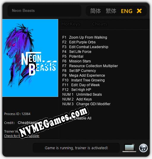 Neon Beasts: Treinador (V1.0.96)