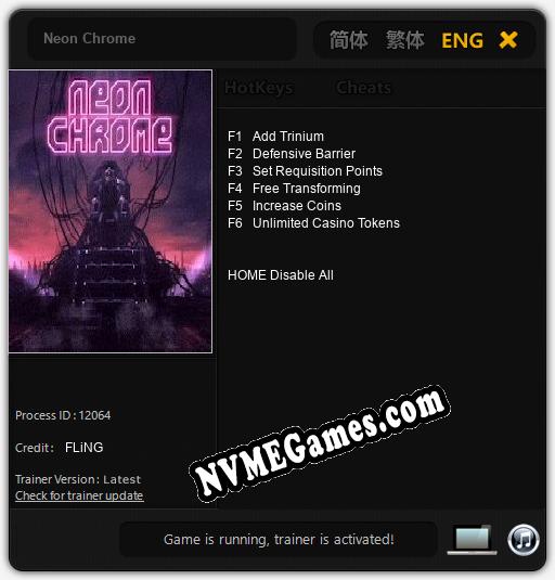 Neon Chrome: Trainer +6 [v1.1]