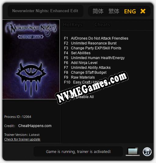 Neverwinter Nights: Enhanced Edition: Treinador (V1.0.29)