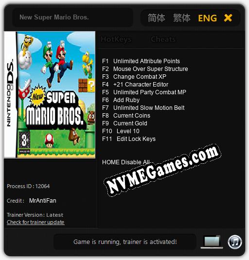 New Super Mario Bros.: Cheats, Trainer +11 [MrAntiFan]