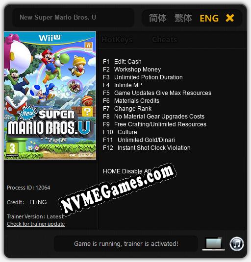 New Super Mario Bros. U: Trainer +12 [v1.4]