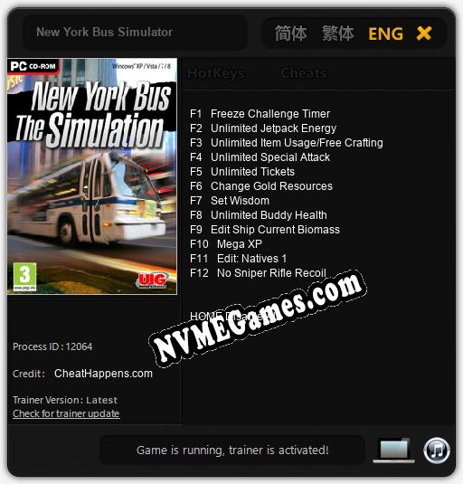 New York Bus Simulator: Trainer +12 [v1.8]