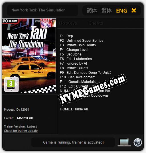 New York Taxi: The Simulation: Treinador (V1.0.41)