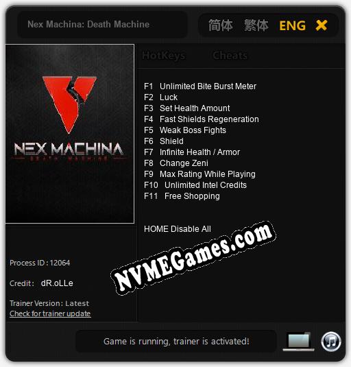 Nex Machina: Death Machine: Cheats, Trainer +11 [dR.oLLe]