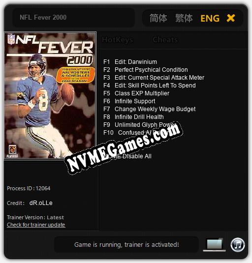 NFL Fever 2000: Treinador (V1.0.50)