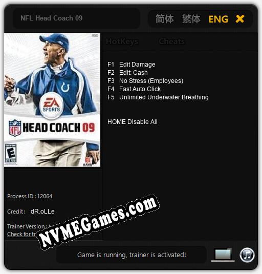 Treinador liberado para NFL Head Coach 09 [v1.0.9]