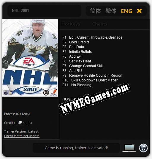 NHL 2001: Cheats, Trainer +11 [dR.oLLe]