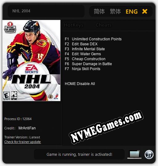 NHL 2004: Cheats, Trainer +7 [MrAntiFan]