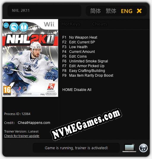 Treinador liberado para NHL 2K11 [v1.0.1]