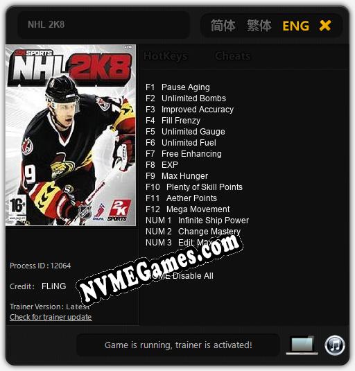 Treinador liberado para NHL 2K8 [v1.0.4]