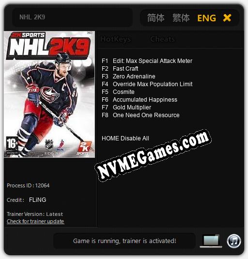 Treinador liberado para NHL 2K9 [v1.0.8]