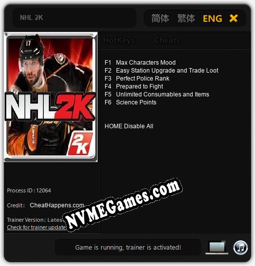 Treinador liberado para NHL 2K [v1.0.8]