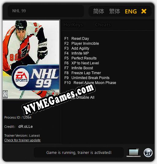 NHL 99: Trainer +10 [v1.2]