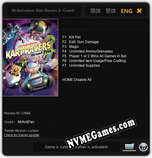 Nickelodeon Kart Racers 2: Grand Prix: Cheats, Trainer +7 [MrAntiFan]