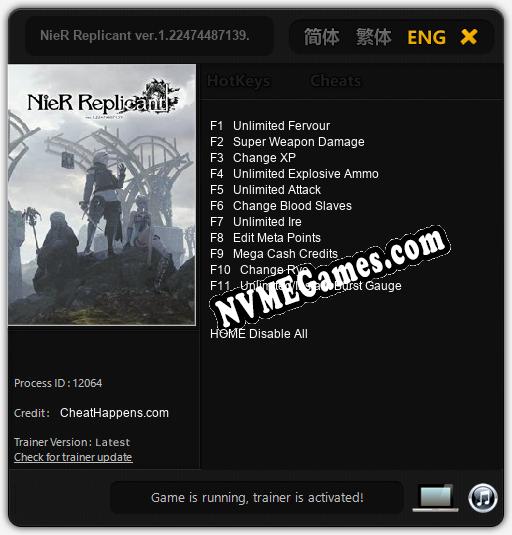 NieR Replicant ver.1.22474487139...: Cheats, Trainer +11 [CheatHappens.com]