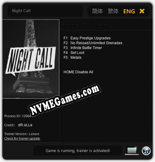 Night Call: Cheats, Trainer +5 [dR.oLLe]