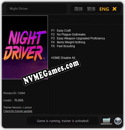 Night Driver: Trainer +5 [v1.2]