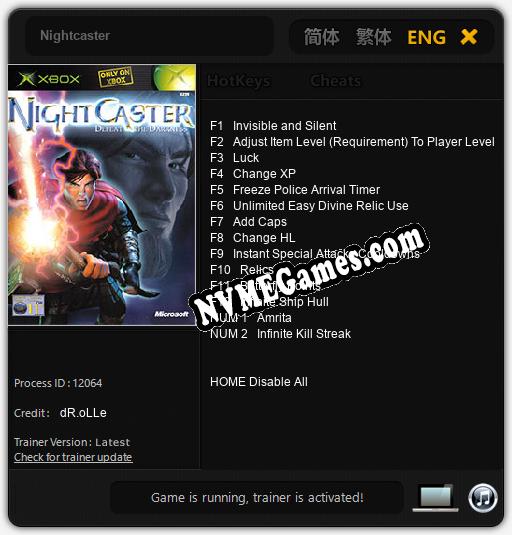 Treinador liberado para Nightcaster [v1.0.5]