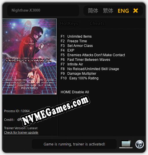 Nighthaw-X3000: Trainer +10 [v1.4]