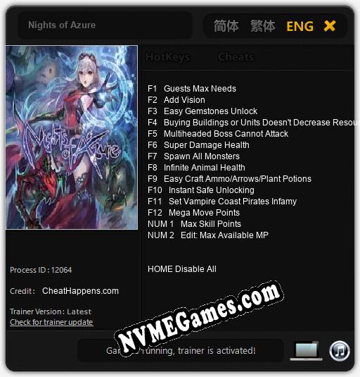 Nights of Azure: Trainer +14 [v1.5]