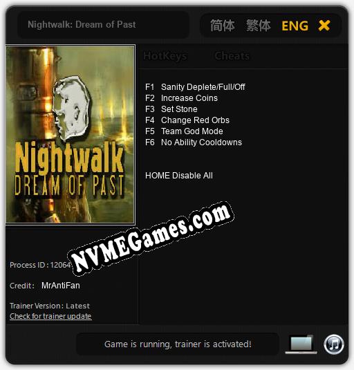 Nightwalk: Dream of Past: Treinador (V1.0.13)