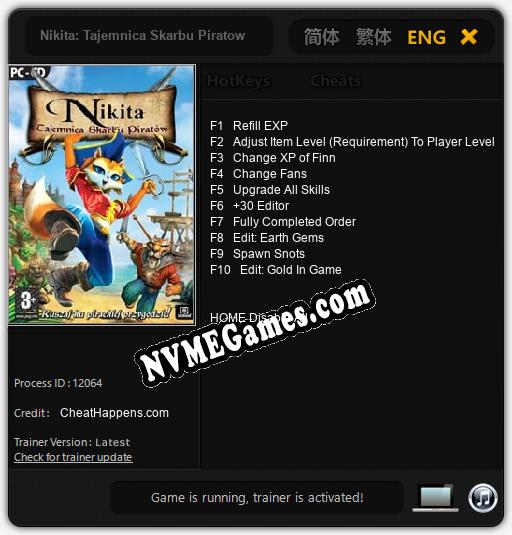 Nikita: Tajemnica Skarbu Piratow: Cheats, Trainer +10 [CheatHappens.com]