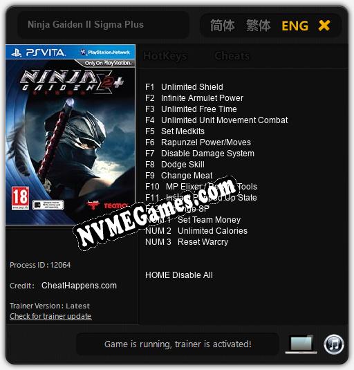 Ninja Gaiden II Sigma Plus: Cheats, Trainer +15 [CheatHappens.com]