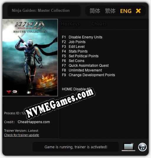 Ninja Gaiden: Master Collection: Treinador (V1.0.59)