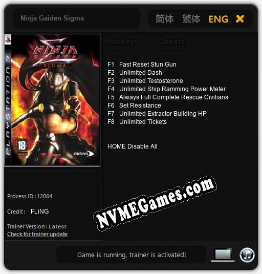 Ninja Gaiden Sigma: Cheats, Trainer +8 [FLiNG]