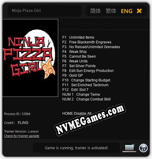 Ninja Pizza Girl: Trainer +14 [v1.1]