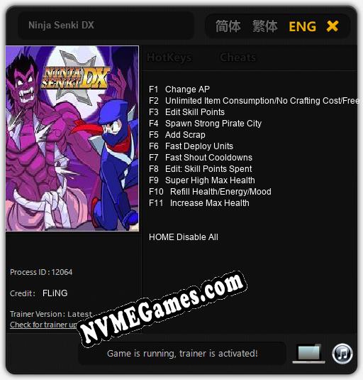 Ninja Senki DX: Cheats, Trainer +11 [FLiNG]