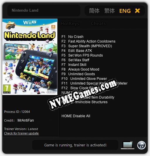 Treinador liberado para Nintendo Land [v1.0.8]